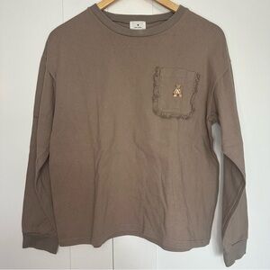 Merry Jenny long sleeve top Medium brown bear shirt Japan cottagecore girlhood